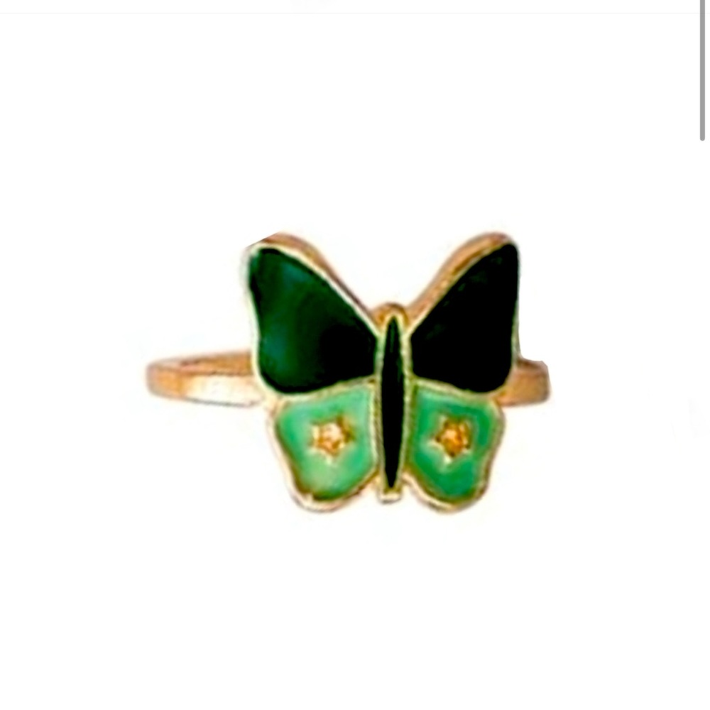 Y2K Butterfly Knuckle Ring Green & Gold Colored Y2K Rings Great For Stacking!